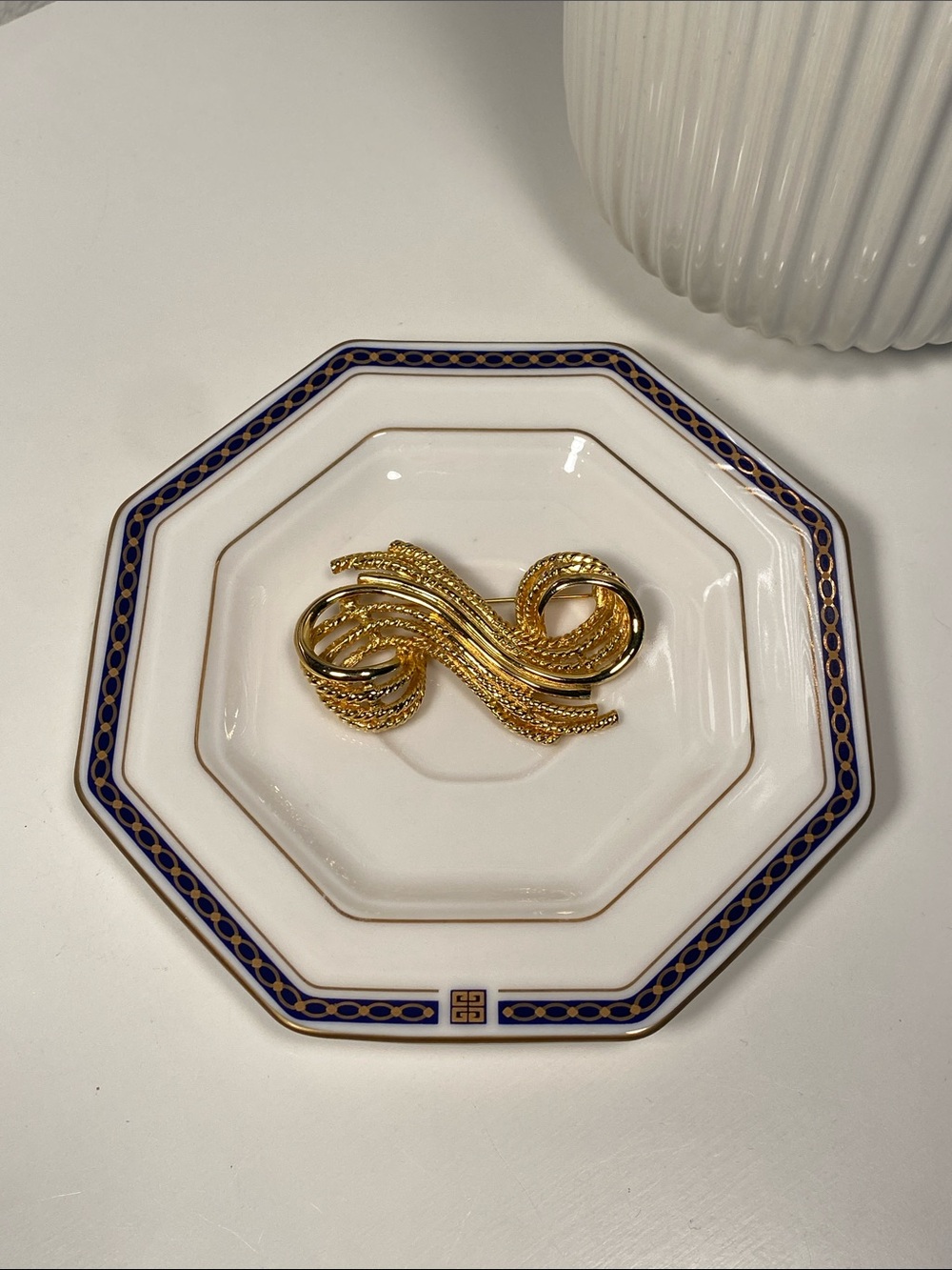 Rare GIVENCHY 70’s-80’s Vintage Brooch & Porcelain Saucer